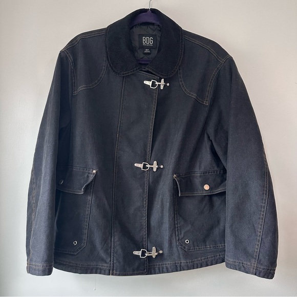 BDG Charles Canvas Duffle Jacket Black Small Oversized Chore Barn Toggle Jacket - Picture 7 of 12